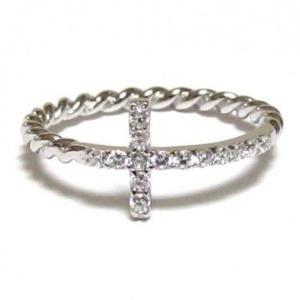 Sideways Cross Ring-925 Sterling Silver With Hand..