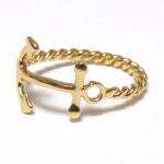 Anchor Ring-14 Kt Gold Over Sterling Silver Anchor..