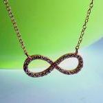 Cz Infinity Necklace-rose Gold Over 925 Sterling..