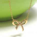 Adorable Infinity Bow Necklace In 14 Kt Gold Over..