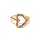 Sideways Heart Ring-14 Kt Gold Over 925 Sterling..
