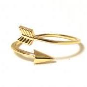 Arrow Ring - 14 Kt Gold over Sterling Silver Arrow Ring in size 7