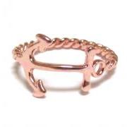 Anchor Ring-Rose Gold Over 925 Sterling Silver With Rope Band-Size 9