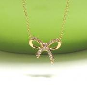 ADORABLE INFINITY BOW Necklace In 14 Kt Gold Over Sterling Silver-16