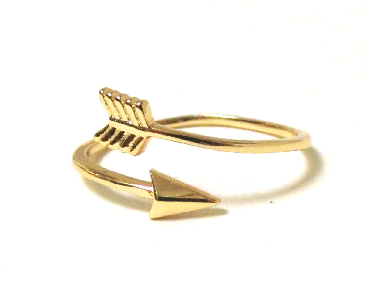 Arrow Ring - 14 Kt Gold Over Sterling Silver Arrow Ring In Size 7