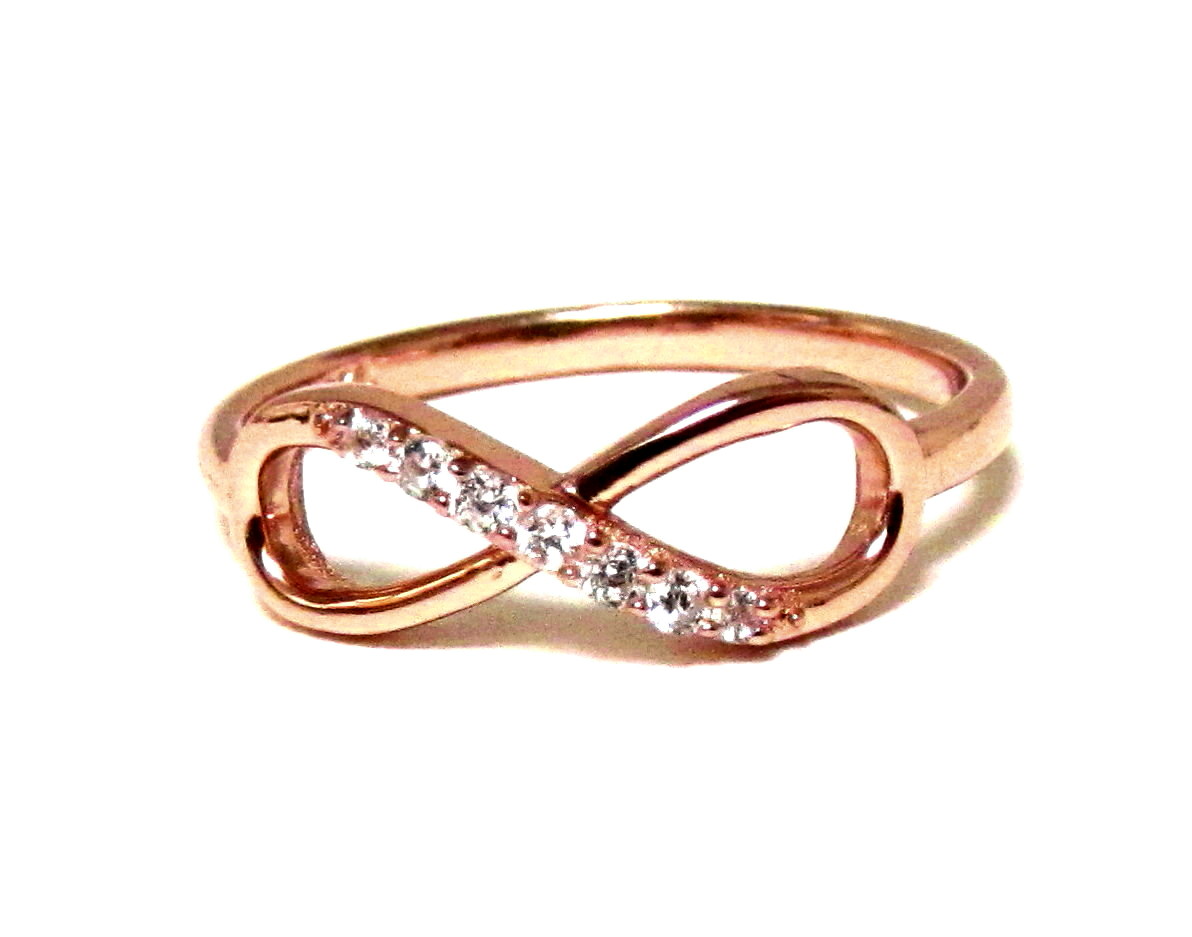 Infinity Ring-rose Gold Over Sterling Silver Ring With Cubic Zirconia Size 7