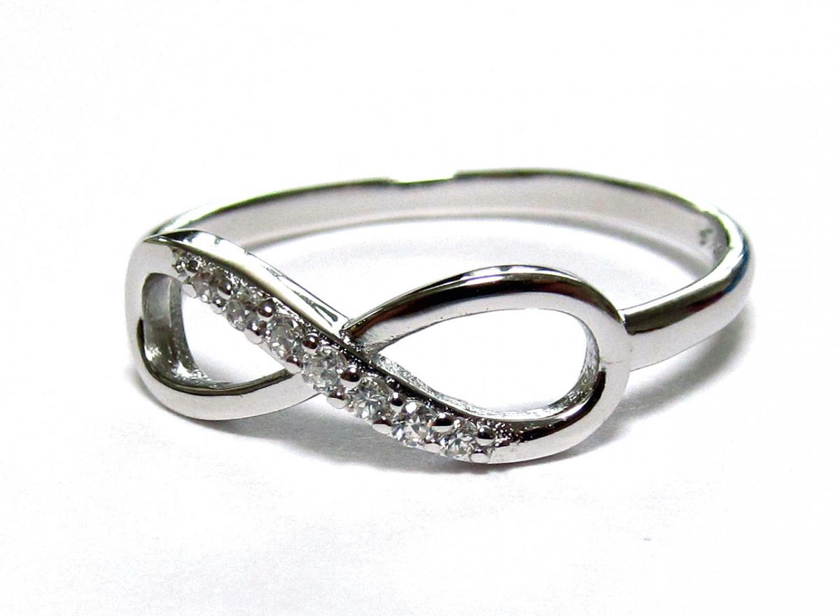 Infinity Ring-rhodium Over Sterling Silver Ring With Cubic Zirconia Size 9