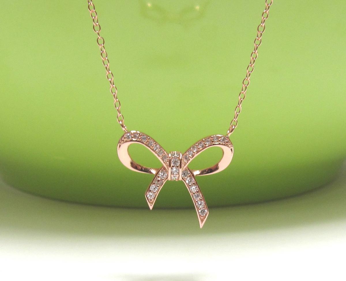 Adorable Infinity Bow Necklace In Rose Gold Over Sterling Silver-16"+2 Extender