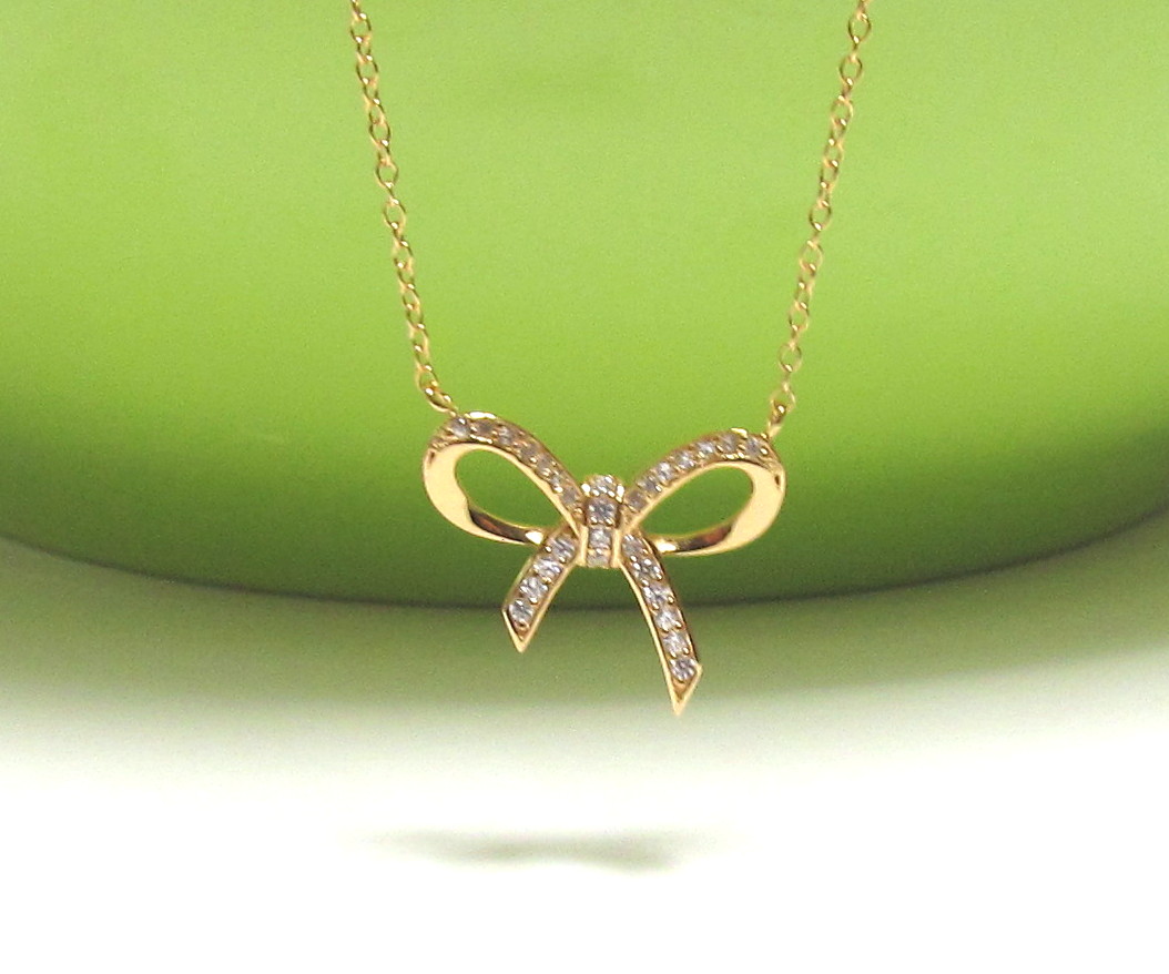 Adorable Infinity Bow Necklace In 14 Kt Gold Over Sterling Silver-16"+2" Extender