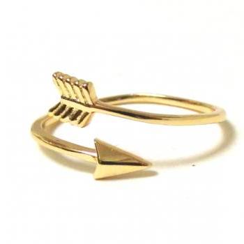 Arrow Ring - 14 Kt Gold over Sterling Silver Arrow Ring in size 7