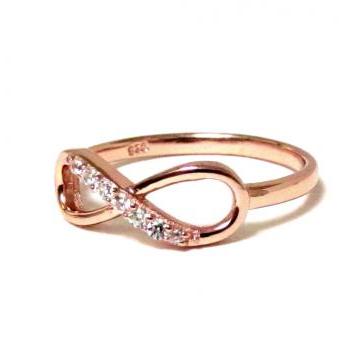 Infinity Ring-Rose Gold Over Sterling Silver Ring With Cubic Zirconia Size 6